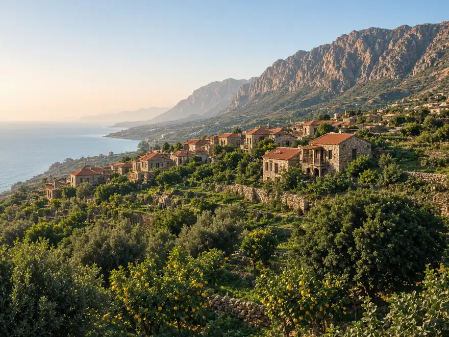 Lapta'da dağ ile deniz arasındaki yerleşim alanı